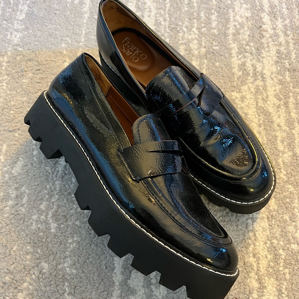 Black platform loafers